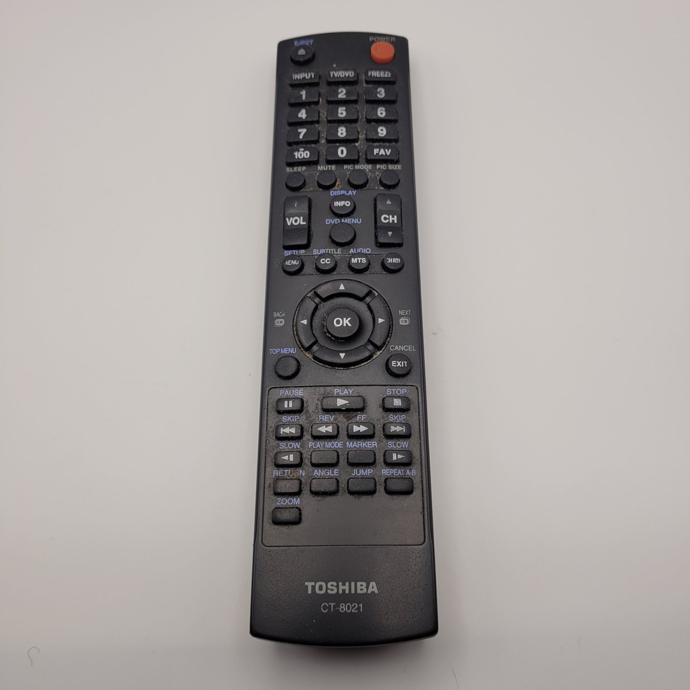 Toshiba CT-8021 TV DVD Combo Replacement Remote Control Black